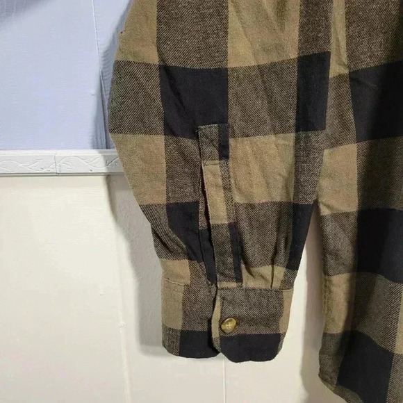 Field & Stream Black Olive Brown Classic Button Up Long Sleeve Lightweight Plaid - Picture 6 of 9